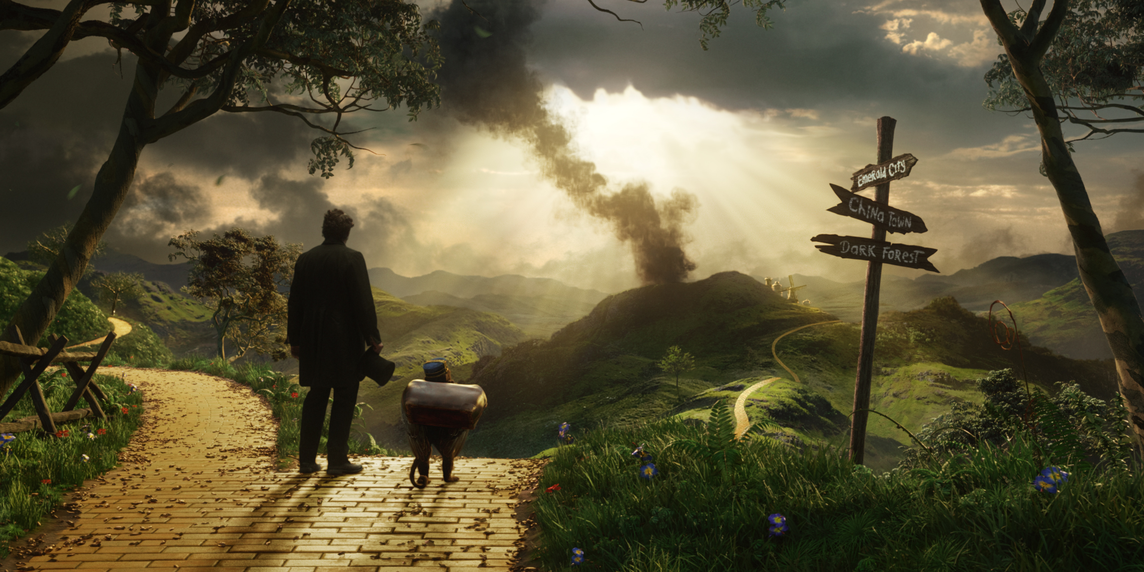"OZ: THE GREAT AND POWERFUL" James Franco, left; Finley (voiced by Zach Braff), right ©Disney Enterprises, Inc. All Rights Reserved.