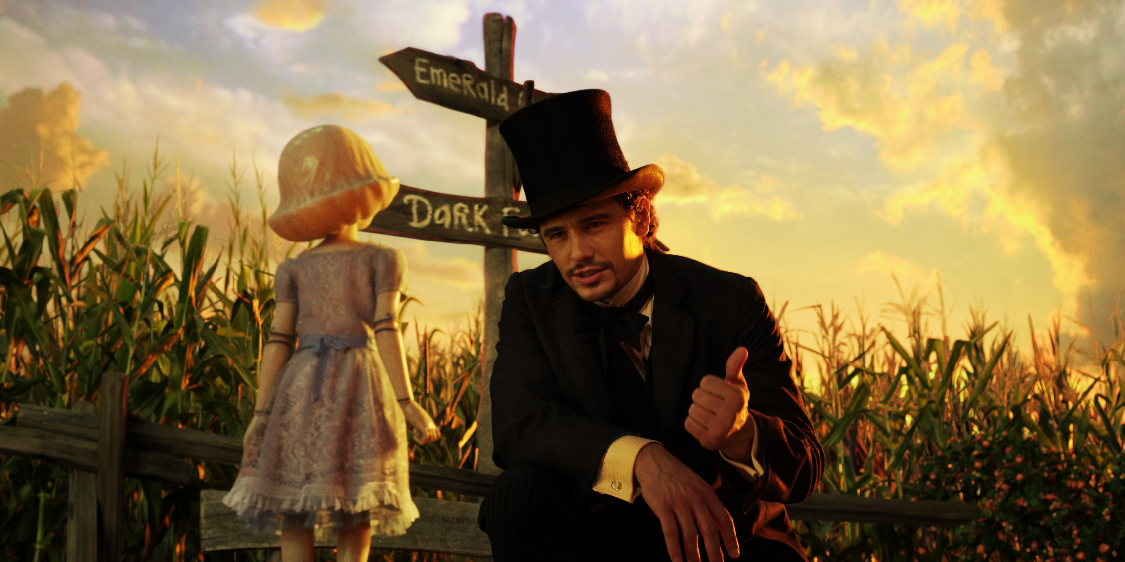 "OZ: THE GREAT AND POWERFUL" China Girl (voiced by Joey King); James Franco, right ©Disney Enterprises, Inc. All Rights Reserved.